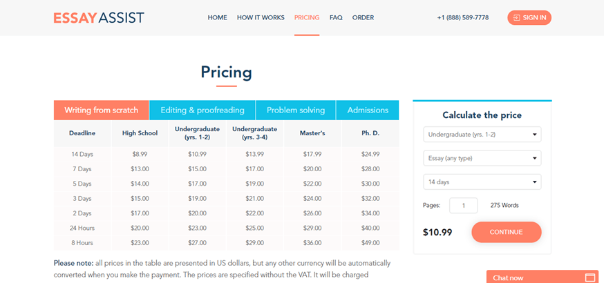 essayassist.com pricing