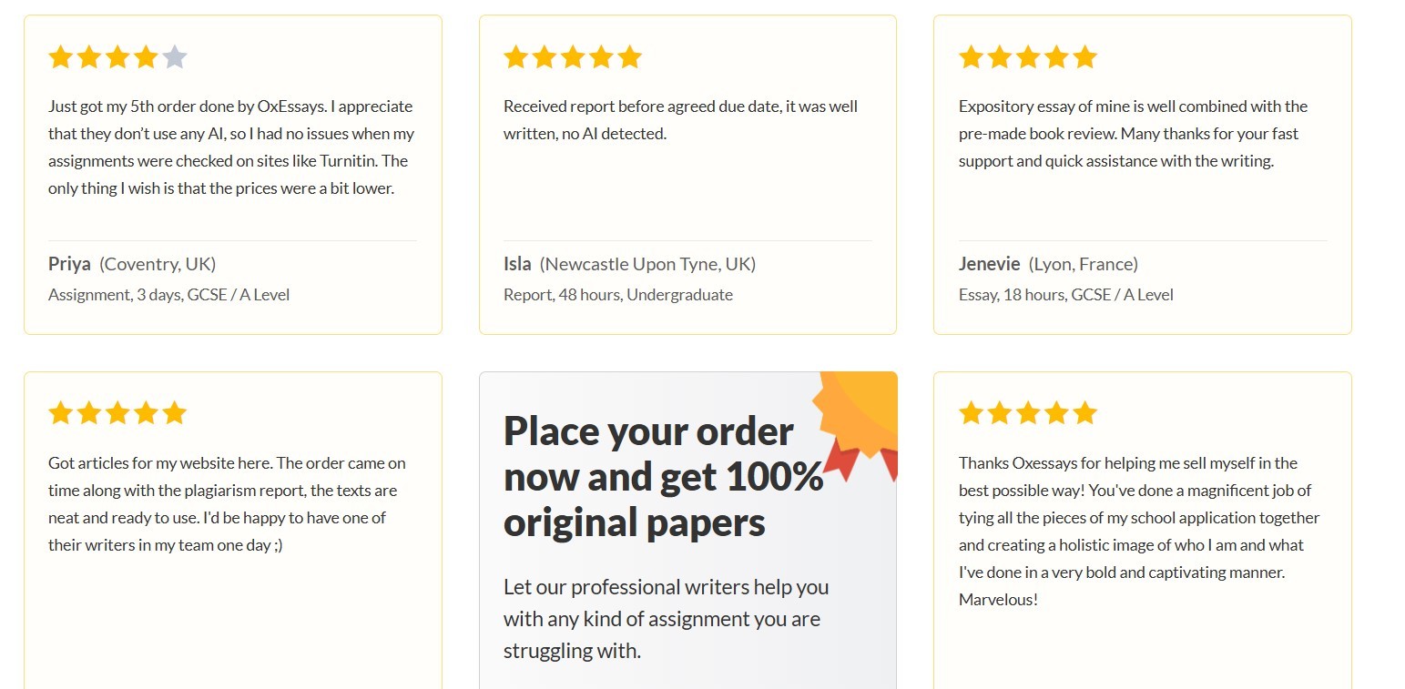 Ox Essays customers reviews